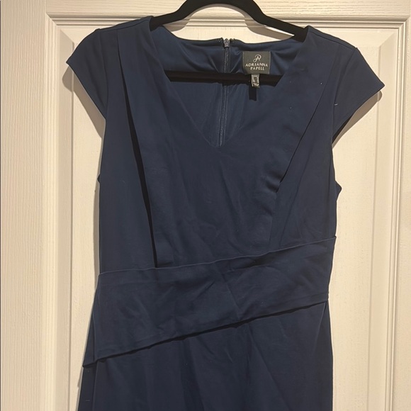Adrianna Papell Blue Ruched Sheath Midi Dress - Picture 3 of 8